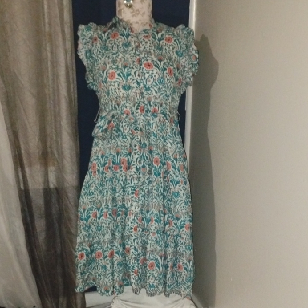 Crown & Ivy Blue Flutter Sleeve Midi Sundress